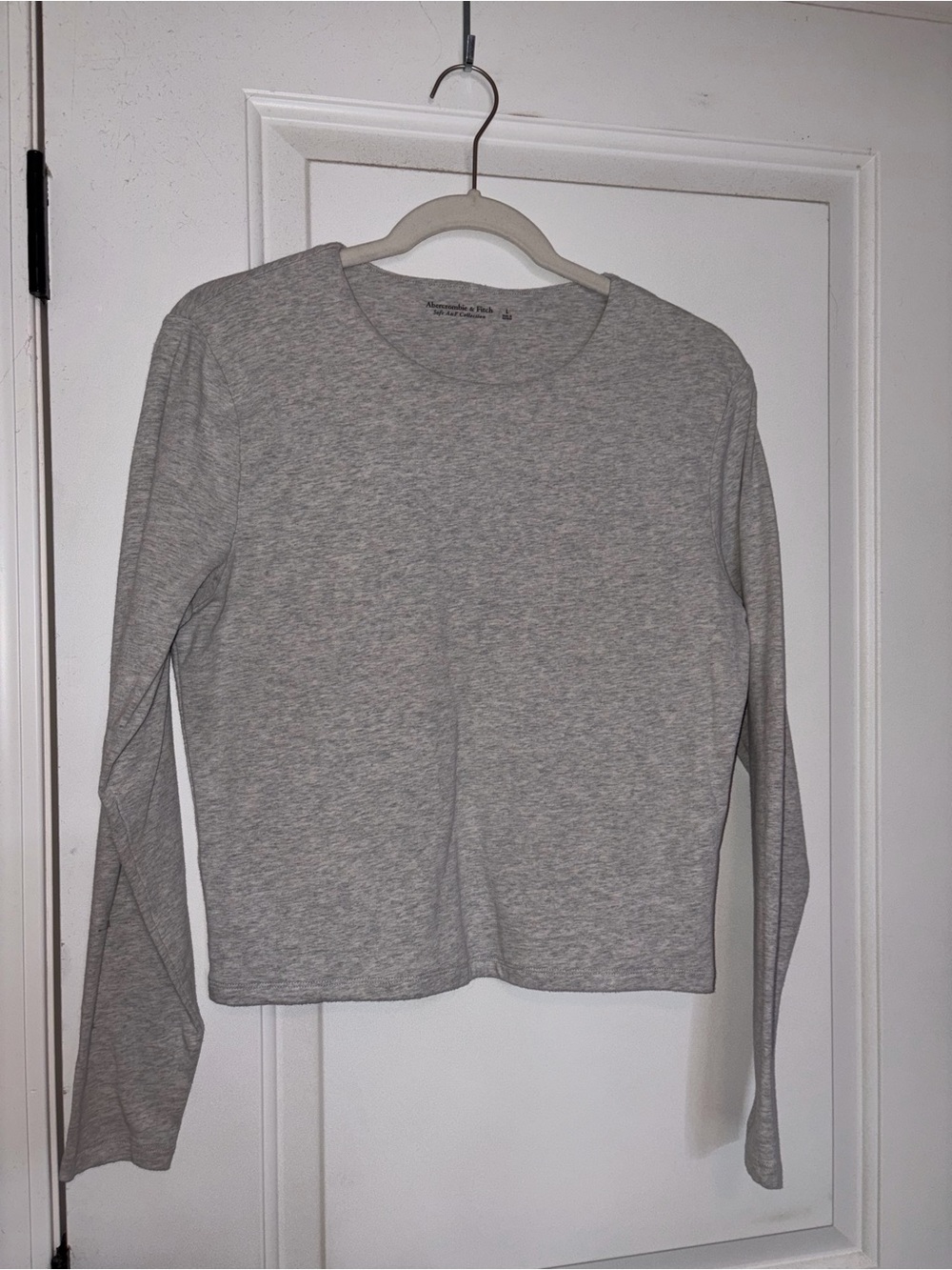 Abercrombie & Fitch Light Gray Long-Sleeve Crewneck Top